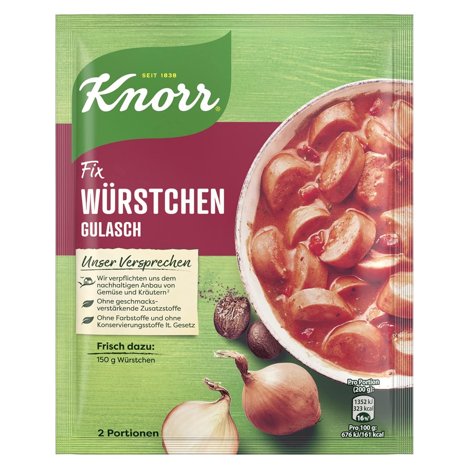 Knorr Fix Würzmischung Paprika-Gulash für ene leckeres Fleischgericht mit natürliche Ingredienten 4 Portionen