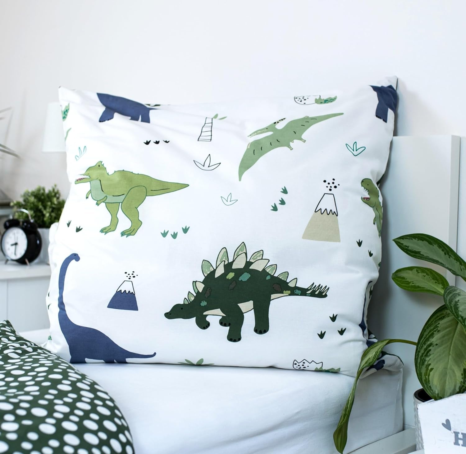 Lenjerie de pat pentru copii, reversibila, Dinozauri Lenjerie de pat - copii Naty Shop