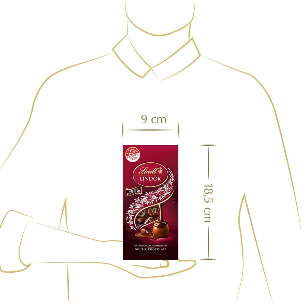 Lindt Chocolate LINDOR Double Chocolate Balls, Promoție | Pungă de 137 G Bomboane de Ciocolata Naty Shop