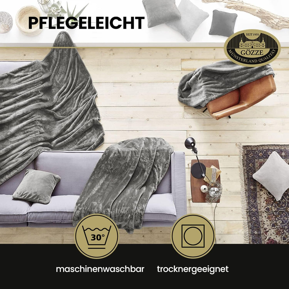 Gözze - Komfortabelt tæppe Premium Cashmere-følelse, 500 G/M², 180 X 220 Cm - sennepssenge og tæpper Besuche den Gözze-Store