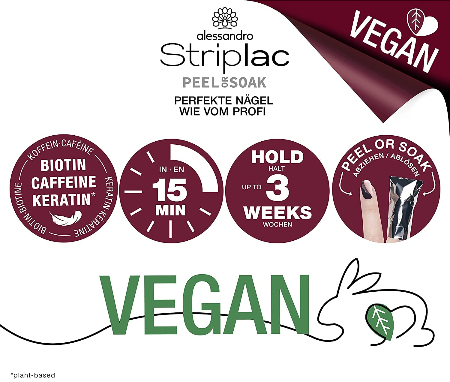 Alessandro Striplac Red Ilusion UV-neglelak – Delikat og langtidsholdbar – Nem fjernelse takket være peel-off fjernelsesteknologi – Vegansk og grusomhedsfri – 8 ml