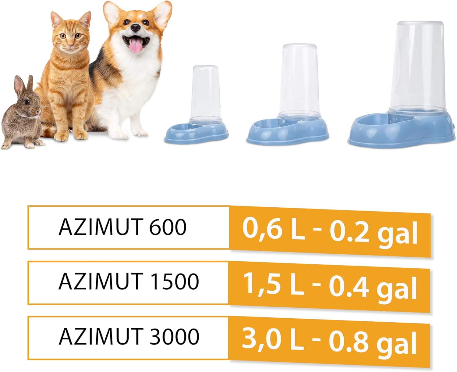 Ferplast Futter- oder Wasserspender für Hunde und Katzen AZIMUT 600 Futtertrog Vand 0,6 liter, Rutschfester Boden, 12,5 x 19 x H 19,5 cm Blå
