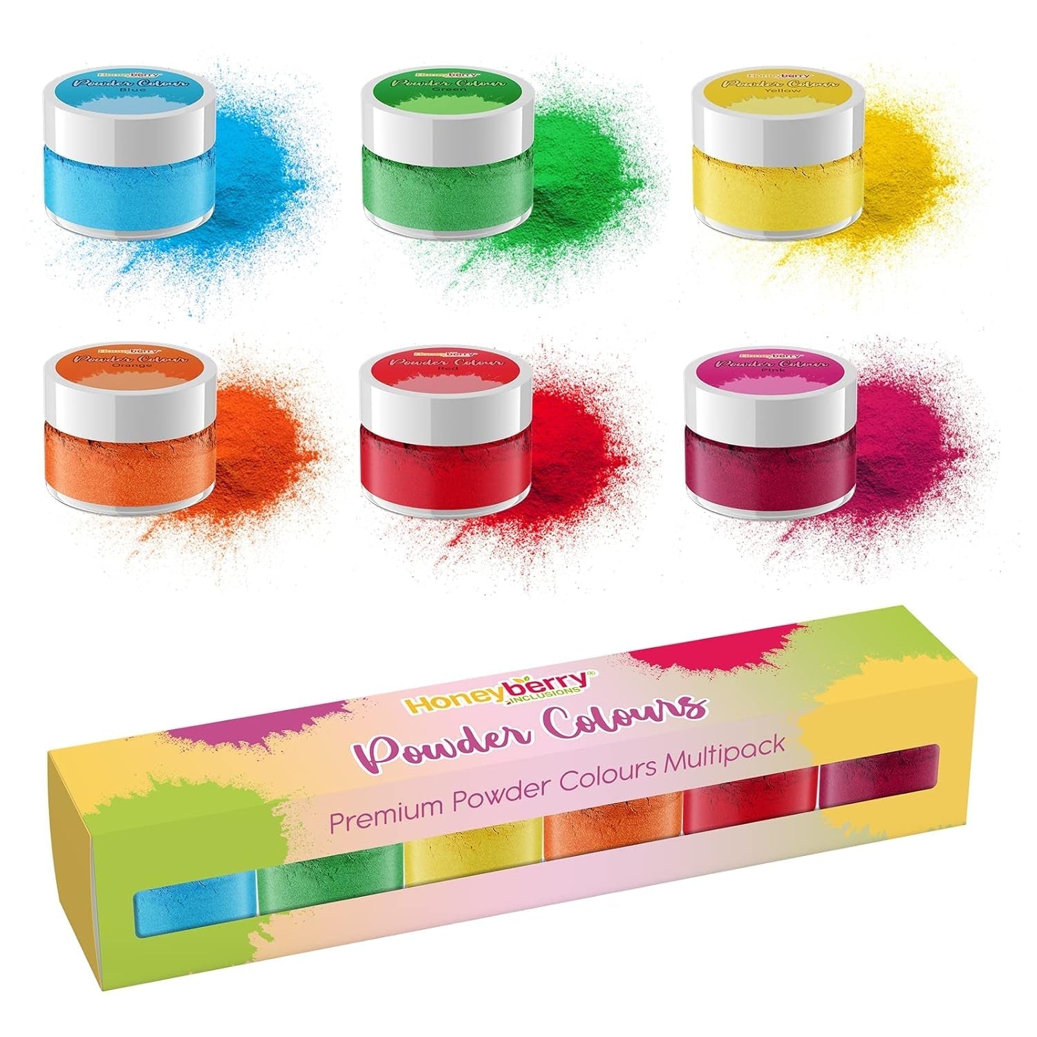 Colorant alimentar natural pudră (6 x 3,5 g) – Pachet multiplu de coloranți comestibili pudră – Culoare foarte concentrată pentru glazură, fondant, decorațiuni pentru torturi și macarons – Sigur pentru alimente și vegan (cald, se fixează)