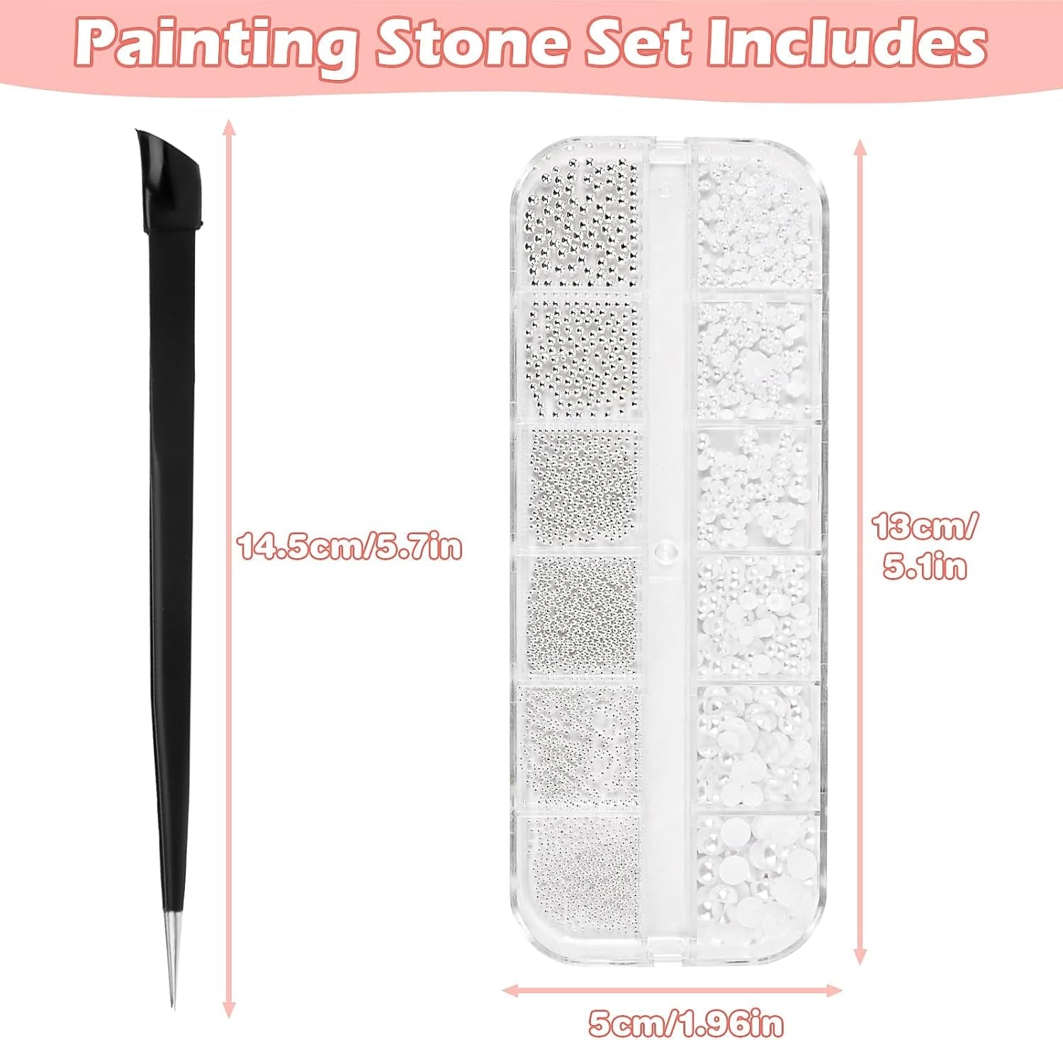 2 Boxen Nail Art Strasssteine, Mit Pinzette Nägel Flatback Perlen Nail Charms Mit Kristallen Nagelzubehör Diamanten Edelstahl-Perlen Für Nagelschmuck