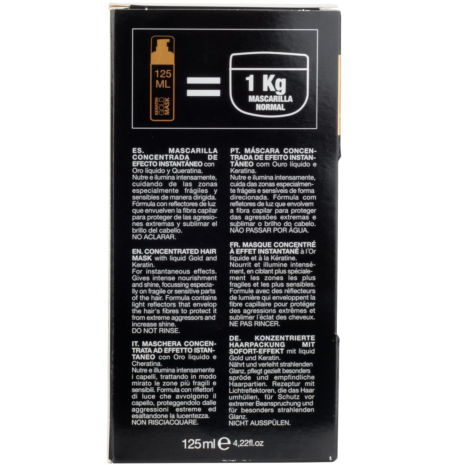 Keratin Gold Mask Mască de păr concentrată instant cu aur lichid și keratină,125 ml Masca de par Naty Shop