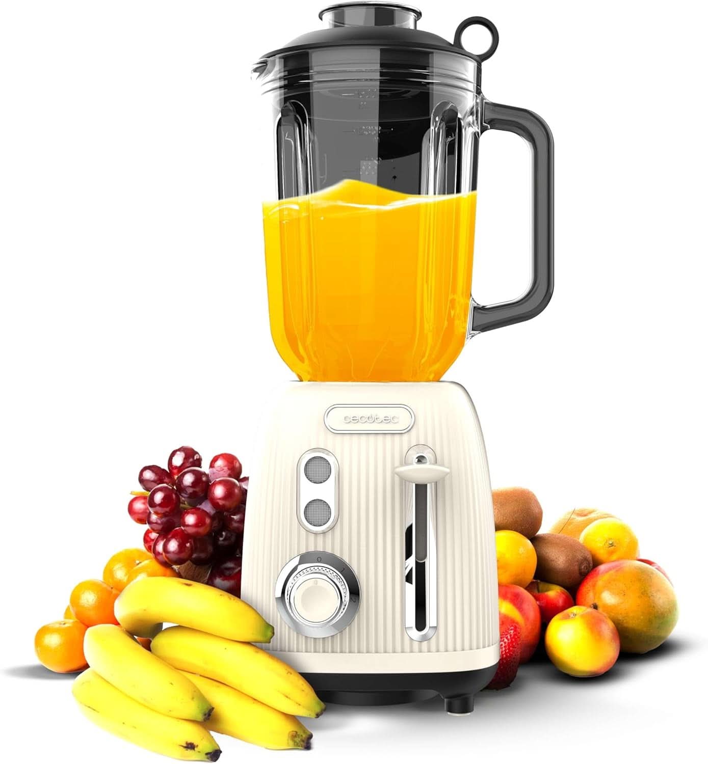 Cecotec Standmixer Retro Power Sort Titanium Retrogrøn. 1200W Maximale Leistung, 2 Geschwindigkeiten, 4-Klingen-Messer Mit Schwarzer Titanbeschichtung og 1,5L Krug, Vintage-Design i Grün Bucatarie Naty Shop Beige