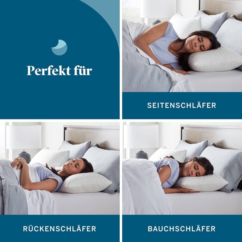 Pernă LUCID 40 X 80 cm cu umplutură hibridă din spumă de memorie mărunțită și microfibră - umplutură detașabilă, reglabilă - husă lavabilă - pentru dormit lateral, pe spate și pe burtă Perne standard Naty Shop