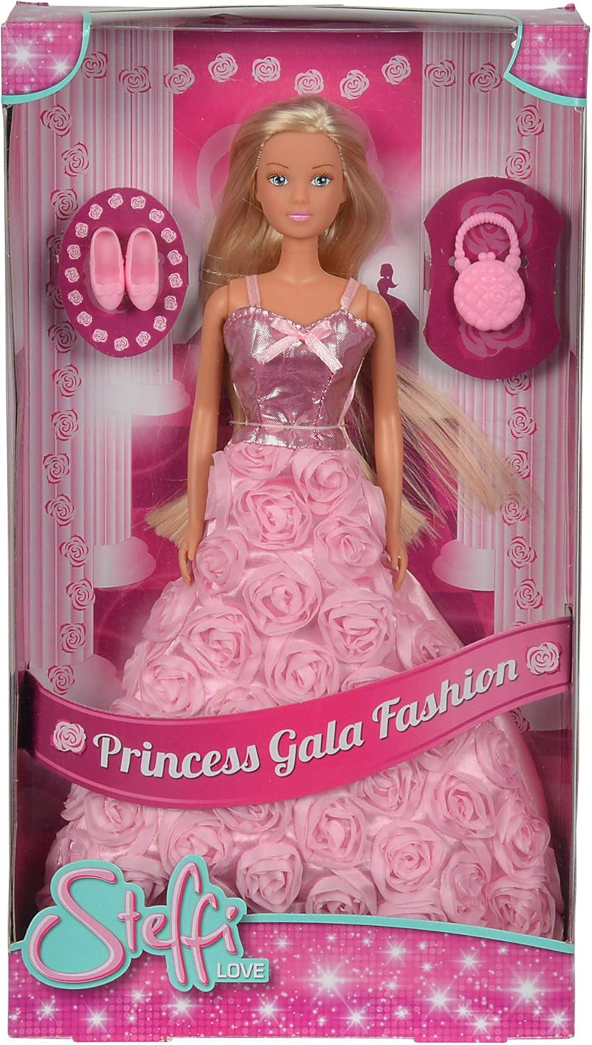 Simba 105739003 - Steffi Love Princess Gala Fashion, 2-Fach Sortiert, es Wird nur EIN Artikel geliefert, Spielpuppe als Prinzessin im traumhaften Rosenkleid mit Handtasche, 29cm, ab 3 Jahre