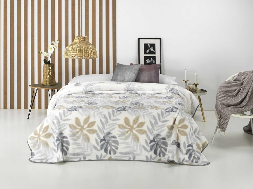 Trykt tæppe, stort volumen, 100 % polyester, 450 g/m², blødt, til efterår/vinter, design harmoni N10, 170 x 240 cm, til 90/105 cm senge, grå naty butiksdyner og -dyner Grå 170 x 240 cm seng/105 cm - 9 cm