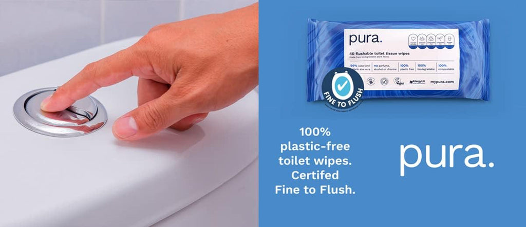 Șervețele umede Eco Flushable, 1 pachet (40 de șervețele), 100% fără plastic, 99% apă, șervețele umede sensibile și hrănitoare, certificate "Fine to Flush" Biodegradabile, Vegan (pachet cu 3)