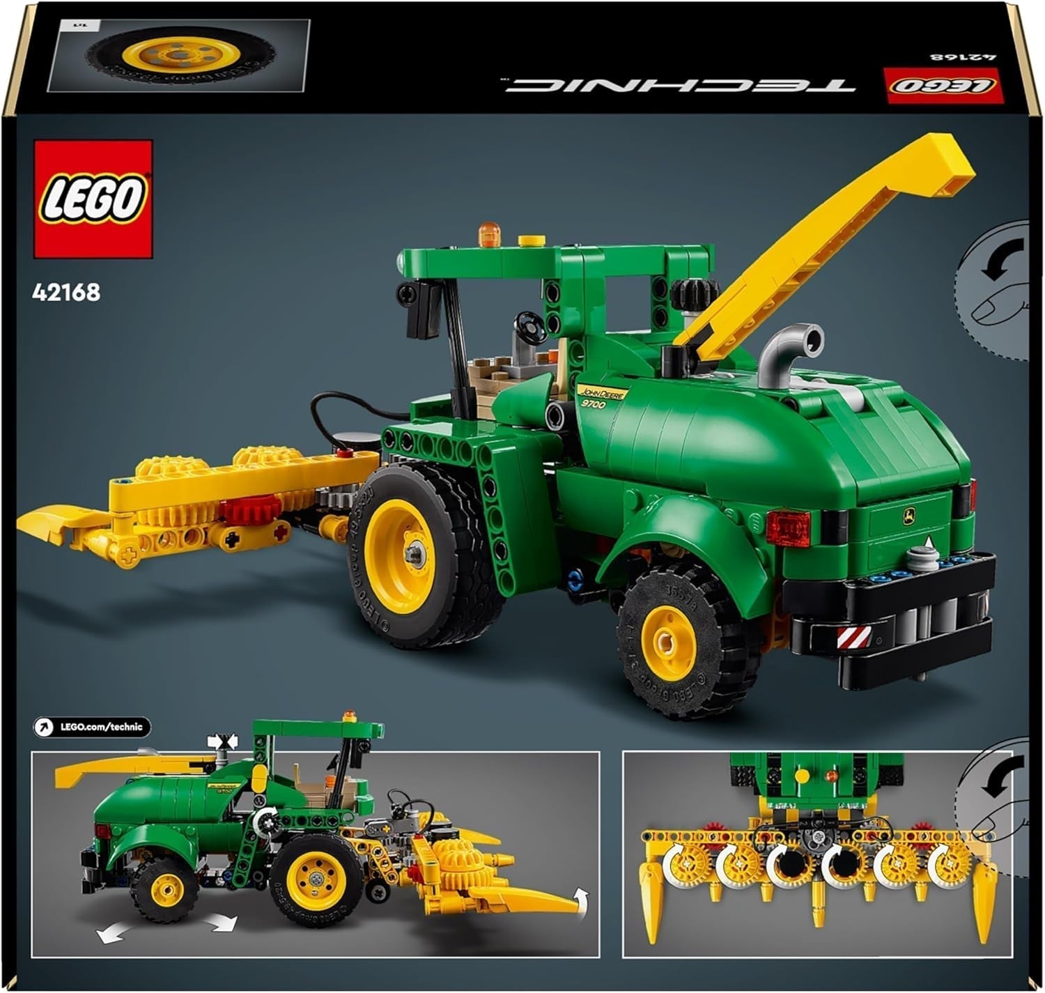 LEGO Technic John Deere 9700 snitter til børn Legetøjstraktor Farmsæt Køretøjsmodel med realistiske funktioner Gave til drenge og piger 9 år 42168 Byggesæt Besuche den LEGO-Store