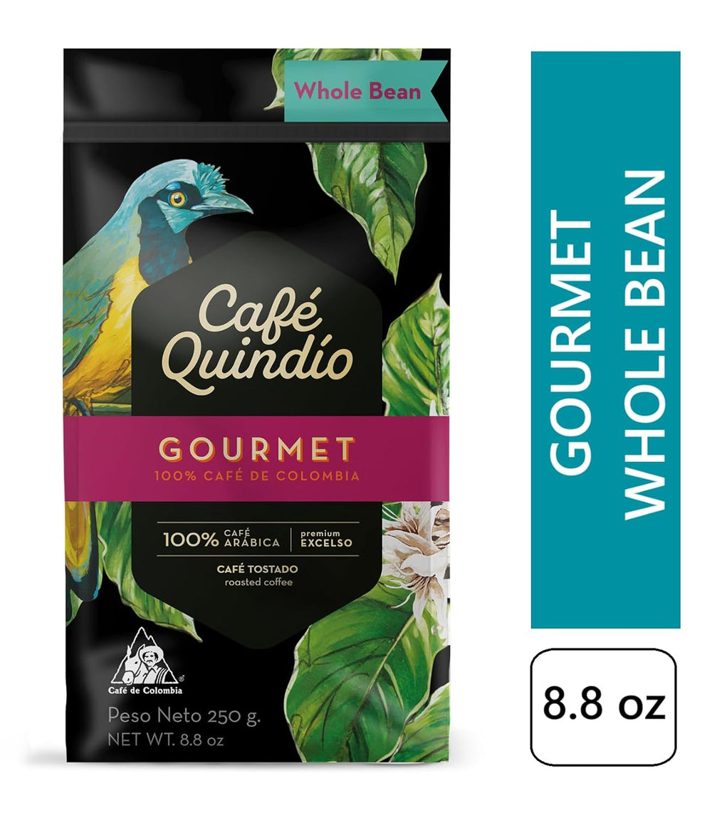 Cafe Quindio Gourmet - Cafea Specială - Boabe de Cafea 100% Arabica, Columbia, 250g - ideală pentru aparate portafiltru, aparate complet automate, cafea filtrată sau presă franceză