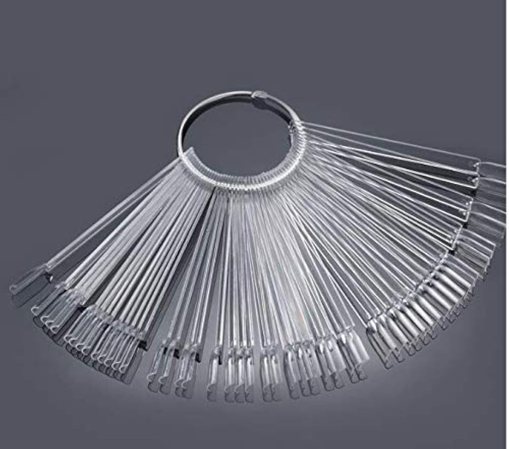 50 de bucăți de inele pentru sfaturi de artă pentru unghii, plăci transparente de culoare, bețișoare inelare pentru afișare a ojei, exerciții de salon de unghii, afișare a vârfurilor de unghii pentru afișare și exersare DIY Nail Art