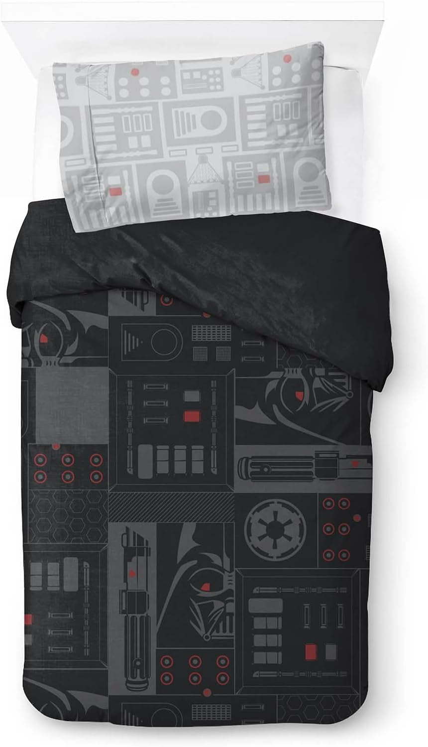 Set de lenjerie de pat pentru copii, desene animate si super eroi, bumbac Lenjerie de pat - copii Naty Shop Negru - Star Wars 135X200/50X70 (2 Piece)