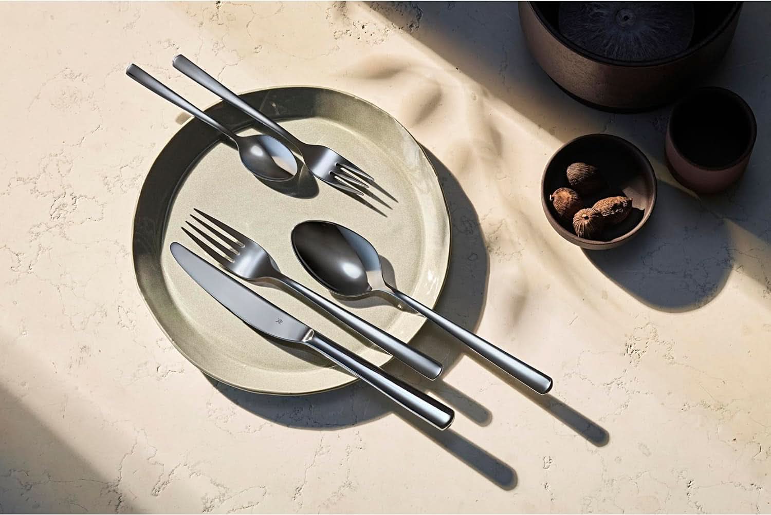 WMF Philadelphia bestiksæt til 12 personer, 60 stykker, monoblokknive, rustfrit stål Cromargan Kitchen Naty Shop