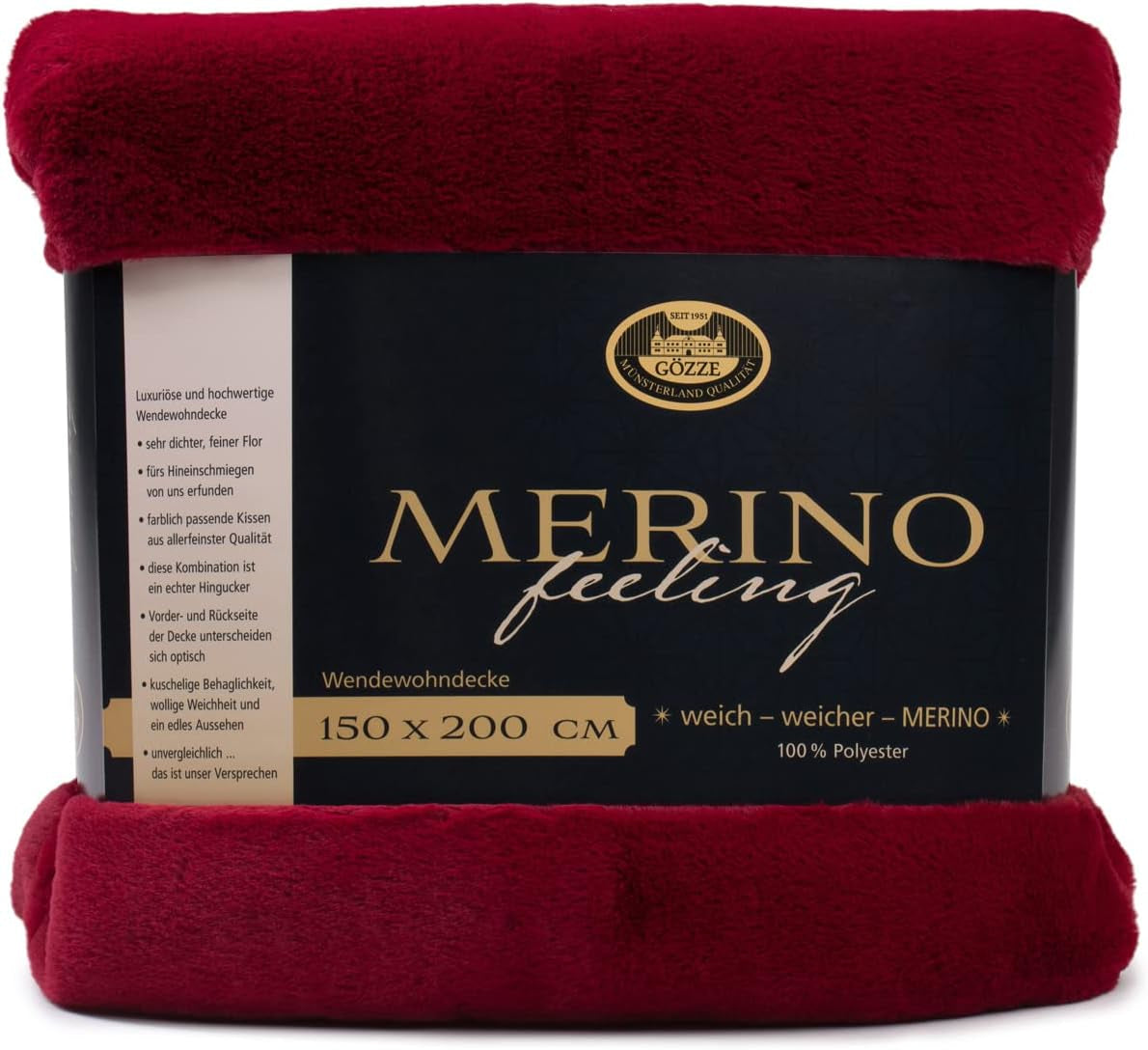 Gözze - Komfortabelt tæppe, vendbart, høj densitet 600 G/M², 150 X 200 Cm - Mørkegrønne senge og tæpper Besuche den Gözze-Store Karminrød 150 X 200 Cm