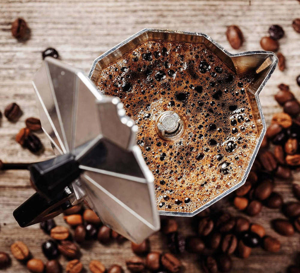 Espressor Cilio Classico pentru 6 cești | electric 480W | Ø 11,5 cm Înălțime: 25 cm | aluminiu | roșu | plită integrată | cu funcție de menținere a căldurii și filtru reductor | pentru călătorii sau camping