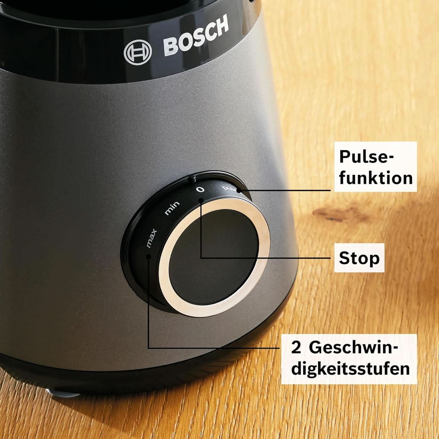 Bosch Standmixer Vitapower Serie 4 MMB6172SN, Verbesserte Version, 10 Jahre Motorgarantie, Edelstahl-Klingen, 1,5L Glasbehälter, Spülmaschinenfeste Teile, 30.000 U/Min, 1200 W, Silver Kitchen Naty Shop