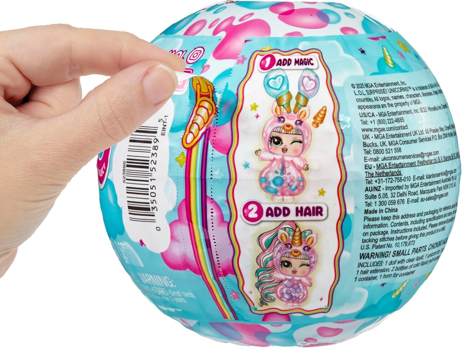 LOL Surprise! Unicorns Tots - Include 1 păpușă cu corp transparent și efect de lampă lava, ambalaj blindat, 8 păpuși de colecție, cu 2 amestecuri colorate, pentru copii cu vârsta de 4 ani și peste