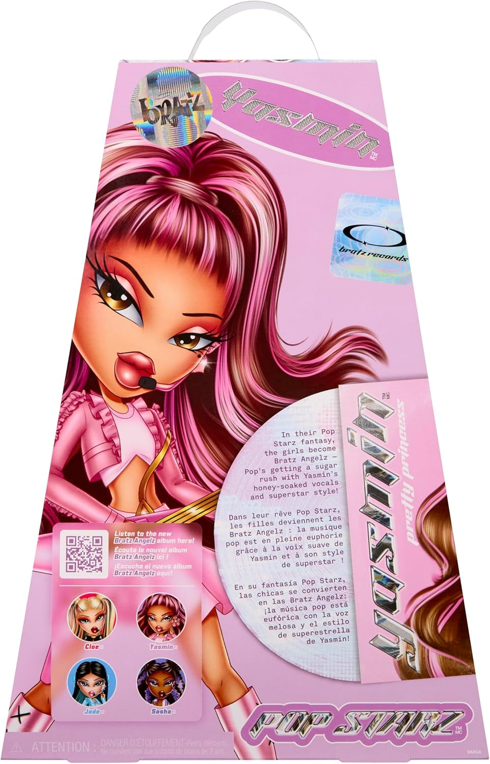 BRATZ Pop Starz Yasmin – Modepuppe mit Anhänger zum Sammeln, Outfit und Musikzubehör