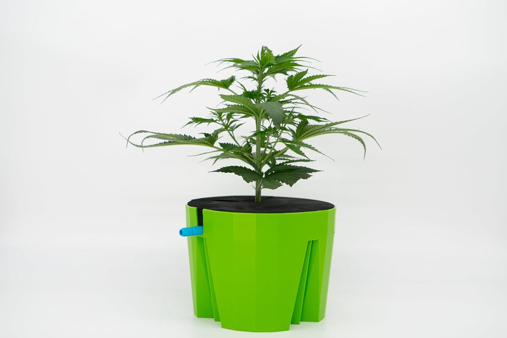 Hydro Farmer, 19-delt pottesæt Ø 18 cm (grøn), vækstsystem inkl. 4 potter, 4 vandingsringe, 4 låg, adaptersæt og 2 m slange, hydroponics, aeroponics