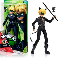 BANDAI - Miraculous Ladybug - Păpușă Manechin 26 cm - Motan Noir - Licență Oficială Miraculous - Păpușă Articulată Motan Noir - Jucărie pentru copii cu vârsta de 4 ani și peste - P50002
