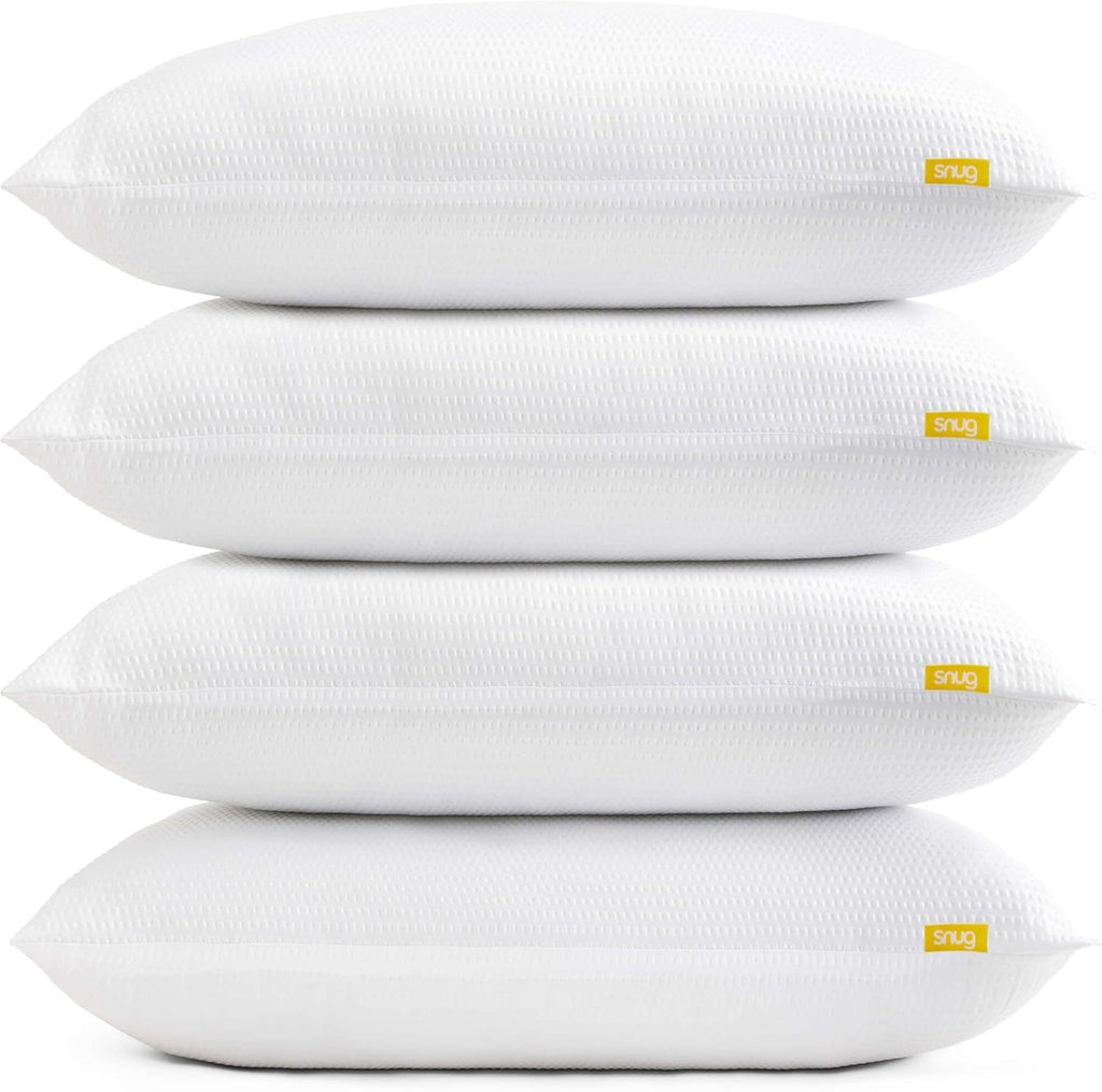 Pernă Snug Blissful Bedtime, calitate hotelieră de lux, suport mediu pentru cei care dorm în față, pe spate și lateral, ecologică, hipoalergenică și lavabilă la mașină, 2 bucăți Perne standard Naty Shop Alb 4 bucăți