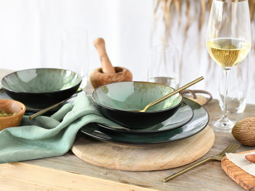 CreaTable, 23631, seria Jawa - glazură reactivă, set de veselă cu 16 piese, serviciu combinat din gresie, potrivit pentru mașina de spălat vase și cuptorul cu microunde, producție de calitate