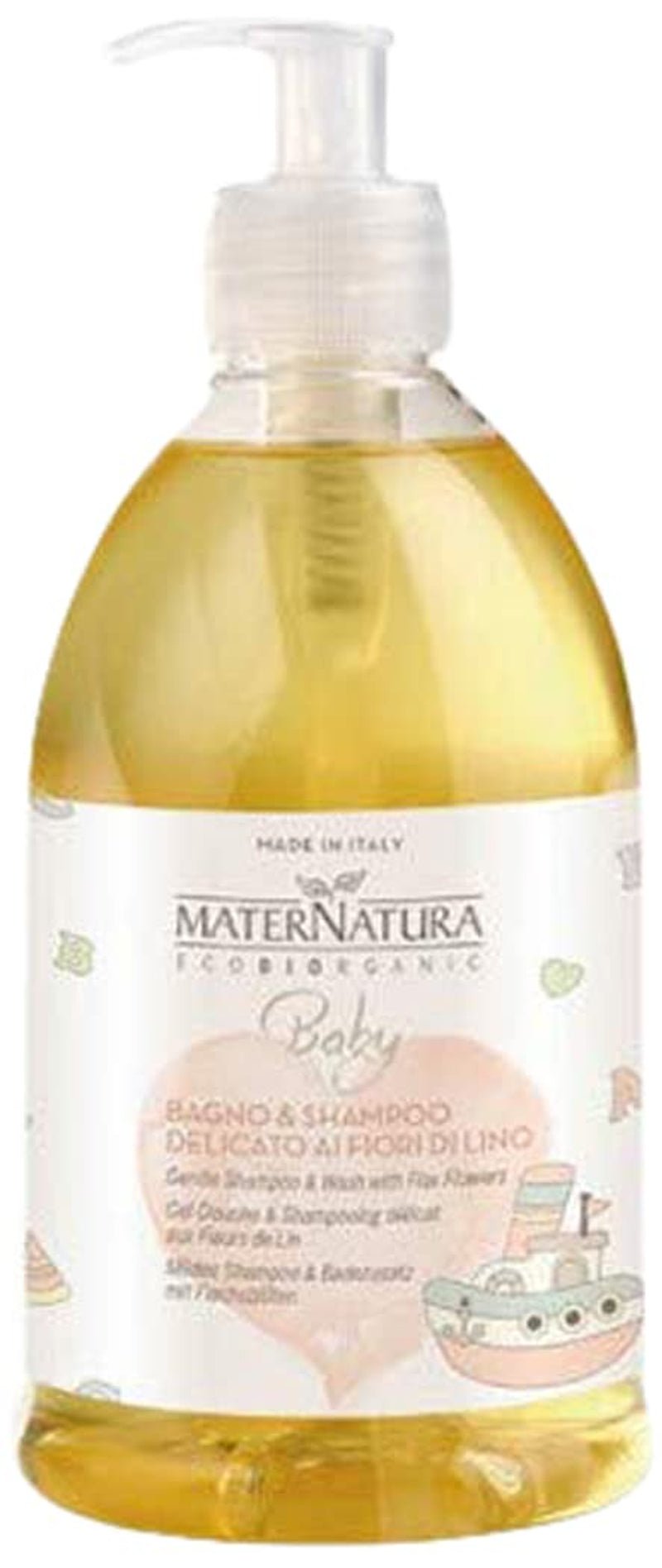 Baie și șampon delicat pentru copii cu flori de in, gel de duș și șampon pentru copii și bebeluși, Made in Italy - 500 ml Copii - Baie si Skincare Naty Shop Titlu implicit