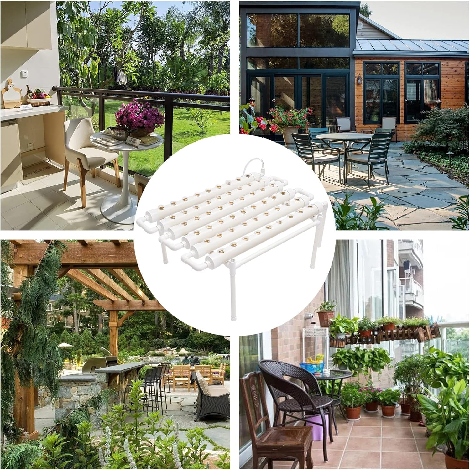 Hydroponische Systeme Grow Set Hydrokultur Plante Grøntsag Hydroponic Pflanzen BewäSserung System Garten Kit Have Tool Pflanze Sites Dyrkning Hydroponics Hydroponisches Anzuchtsystem 54LöCher 6Rohr