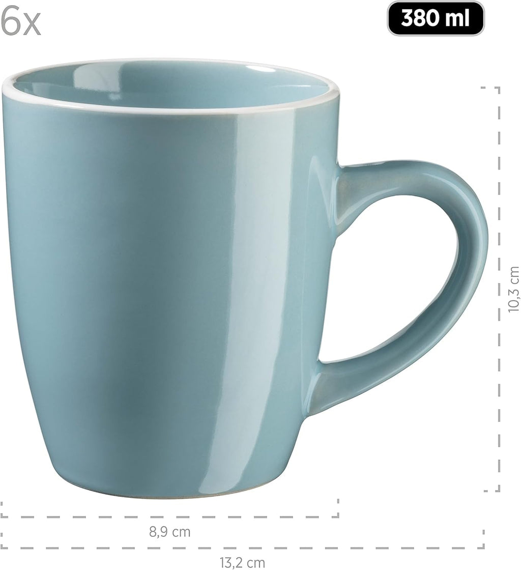 MÄSER 931770 Serie Elissa Modernes Geschirr Set Für 6 Personen in Türkis Mit Weißem Rand, 24-Teiliges Kombiservice, Steinzeug Seturi vesela masa Naty Shop