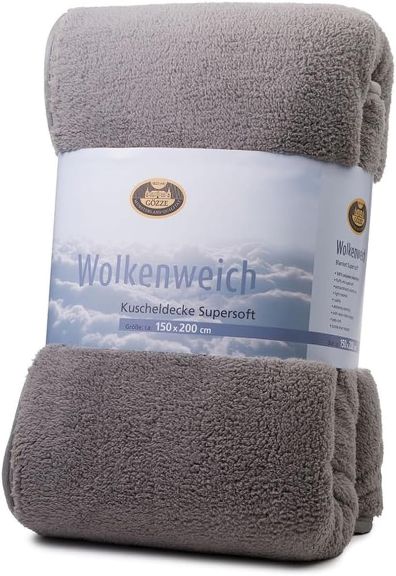 Gözze - Skyblødt kæletæppe, fåreskindsimitation, 100 % polyester (mikrofiber), 150 X 200 Cm - Kameldyner og dyner Naty Shop sølv