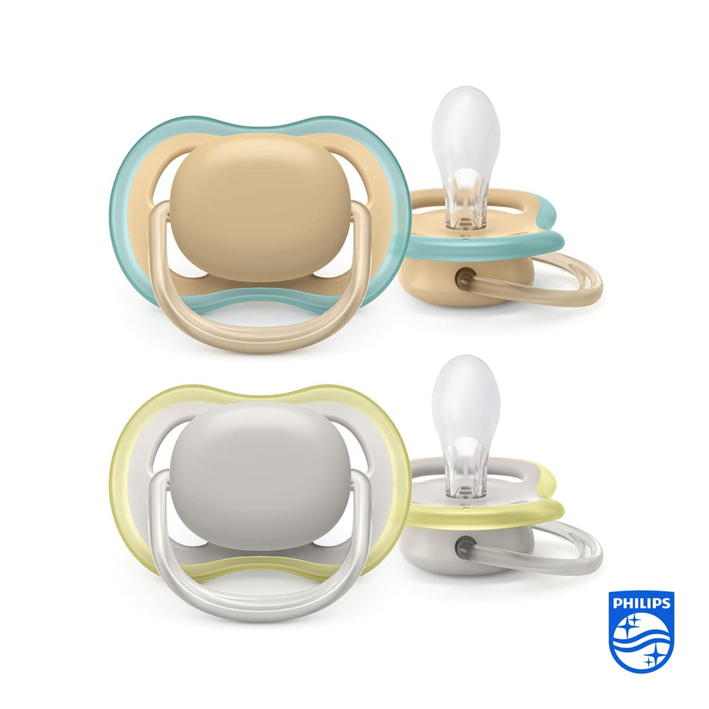 Suzete Philips Avent Ultra Air, pachet de 2 - Suzete cu bisfenol A pentru bebeluși cu vârsta cuprinsă între 0 și 6 luni (model SCF085/15) maro/verde