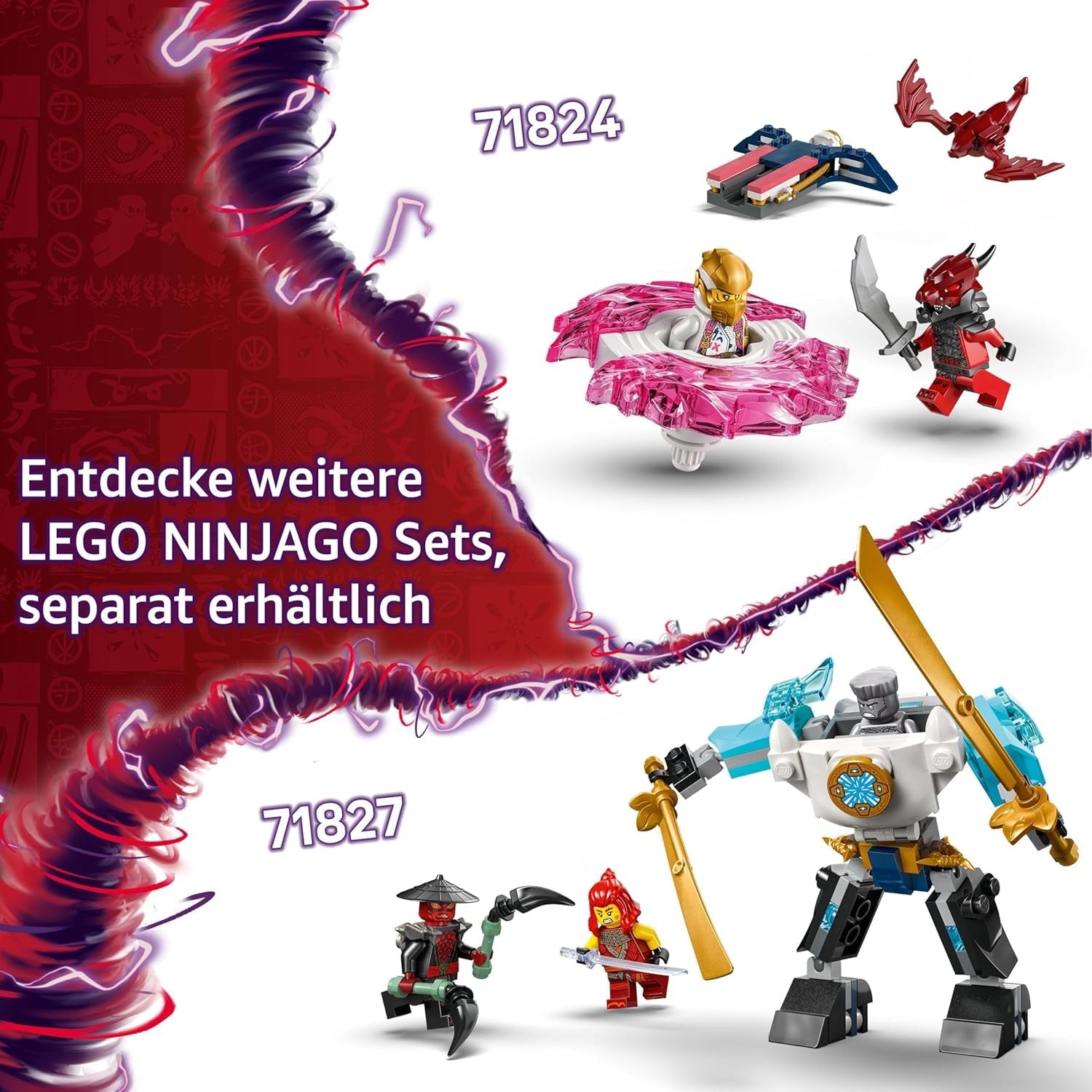 LEGO NINJAGO Soras Drage Spinjitzu Spinner - Action Ninja Legetøj med 2 minifigurer - Lille legesæt til børn - Gaveidé til drenge og piger 6 år gamle 71824 Byggesæt Besuche den LEGO-Store