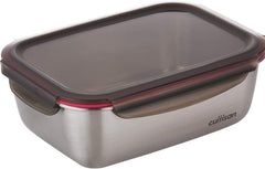 CANDL Cuitisan (Flora) borcan de depozitare a alimentelor din oțel inoxidabil cu capac cu clip, dreptunghiular, potrivit pentru cuptor cu microunde + cuptor, borcan de depozitare, EC7-SS10 2800ml Cutii depozitare alimente Naty Shop