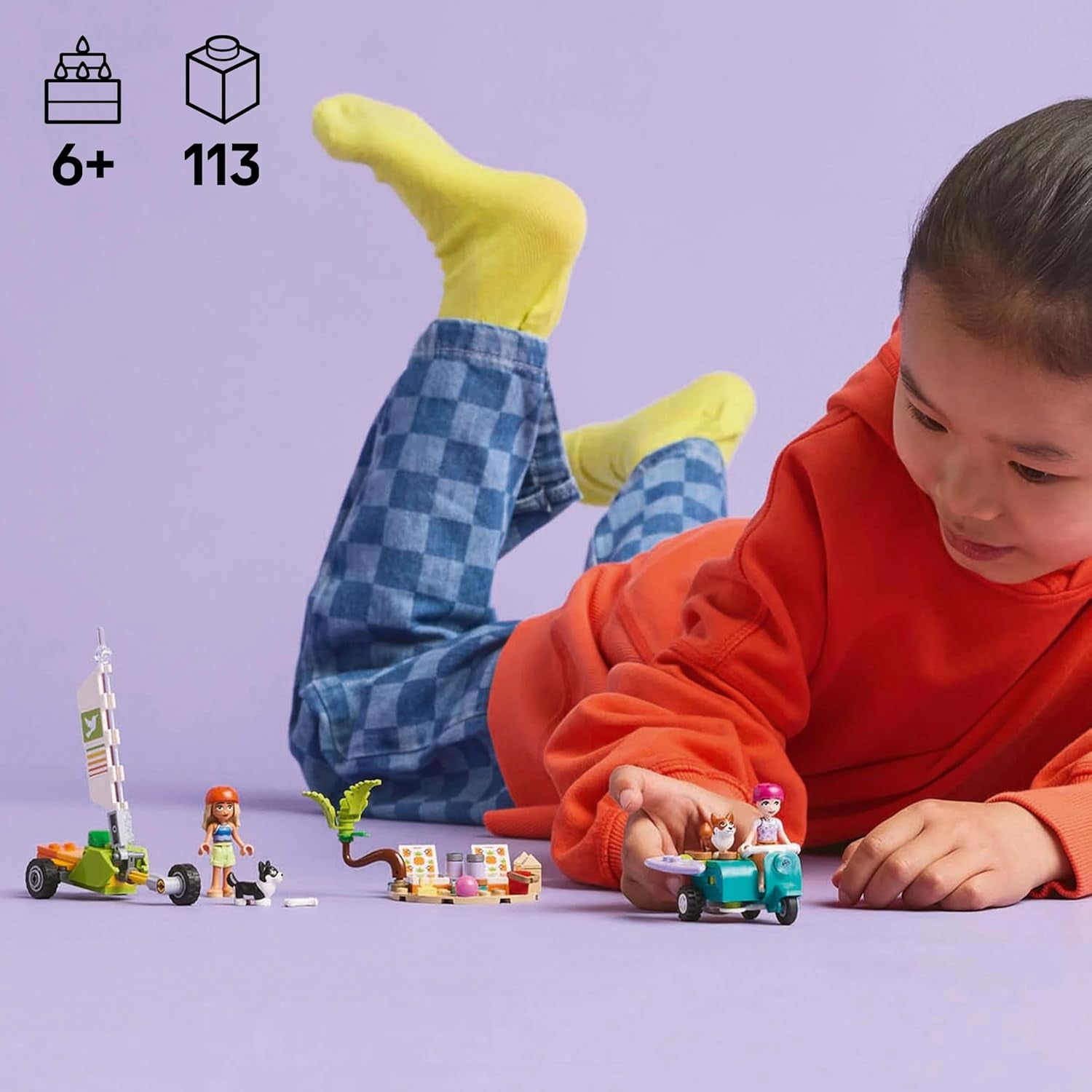 LEGO Friends Strandeventyr med hunde Byggelegetøj til piger 6 år gammelt dyrelegesæt med 2 minifigurer og 2 corgifigurer Kreativ børnegave Surfboard Adventure Byggesæt 42641 Byggesæt Besuche den LEGO-Store