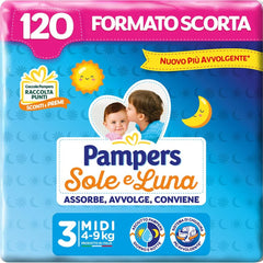 Pampers Sun and Moon Midi bleer, str. 3 (4-9 kg), 120 bleer