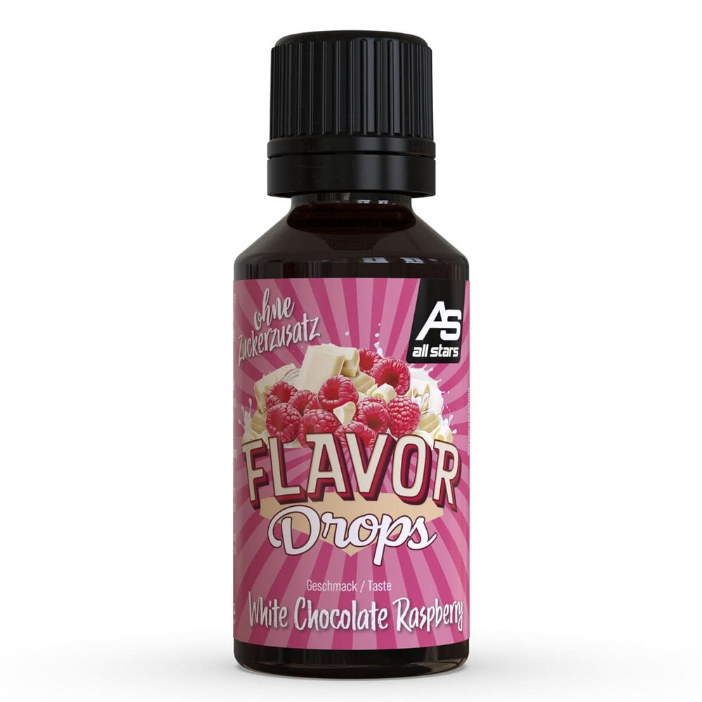 ALL STARS Flavor Drops, Smagsdråber uden tilsat sukker og uden kalorier - Sødme og smag til mad, 30 ml Sweeteners Naty Shop Hvid chokolade med hindbær 30 ml