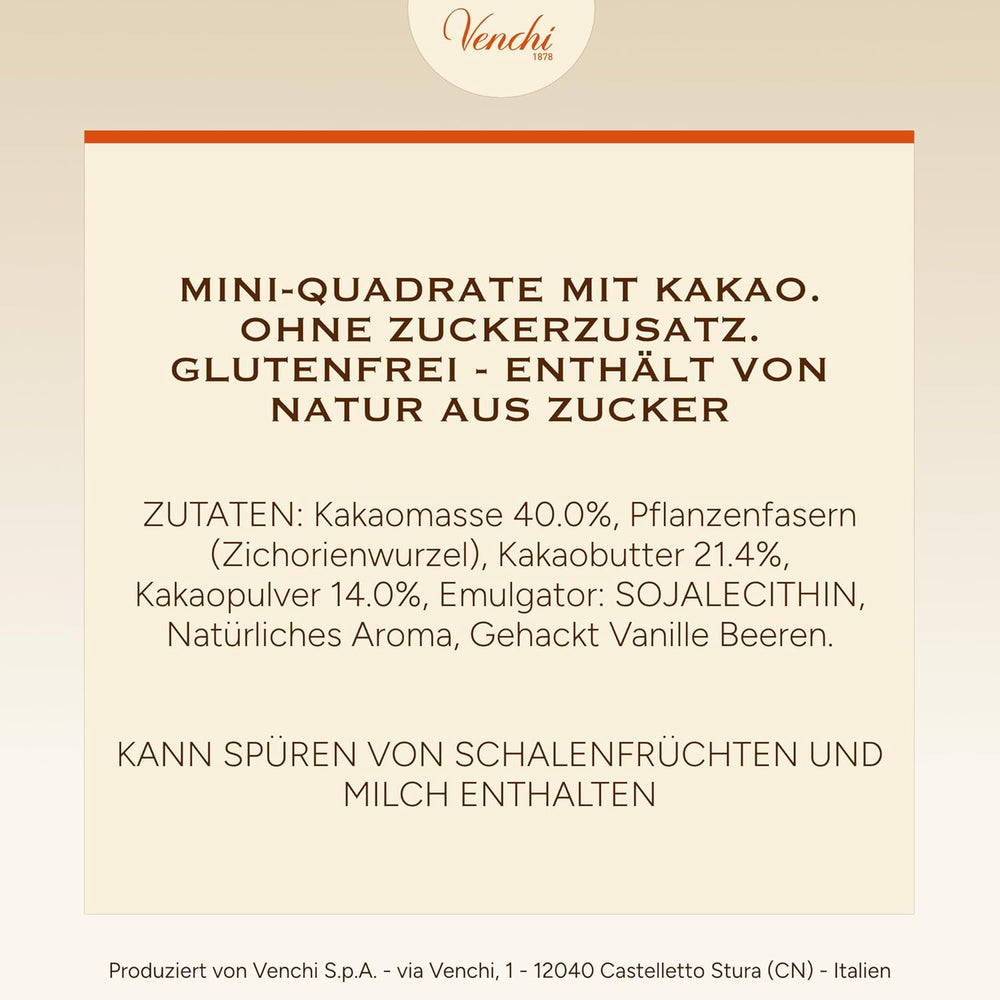 Venchi – Granblend Extra Black 75 % INGEN tilsat sukker, 1 kg – INGEN kunstige sødestoffer – Glutenfri – Vegansk