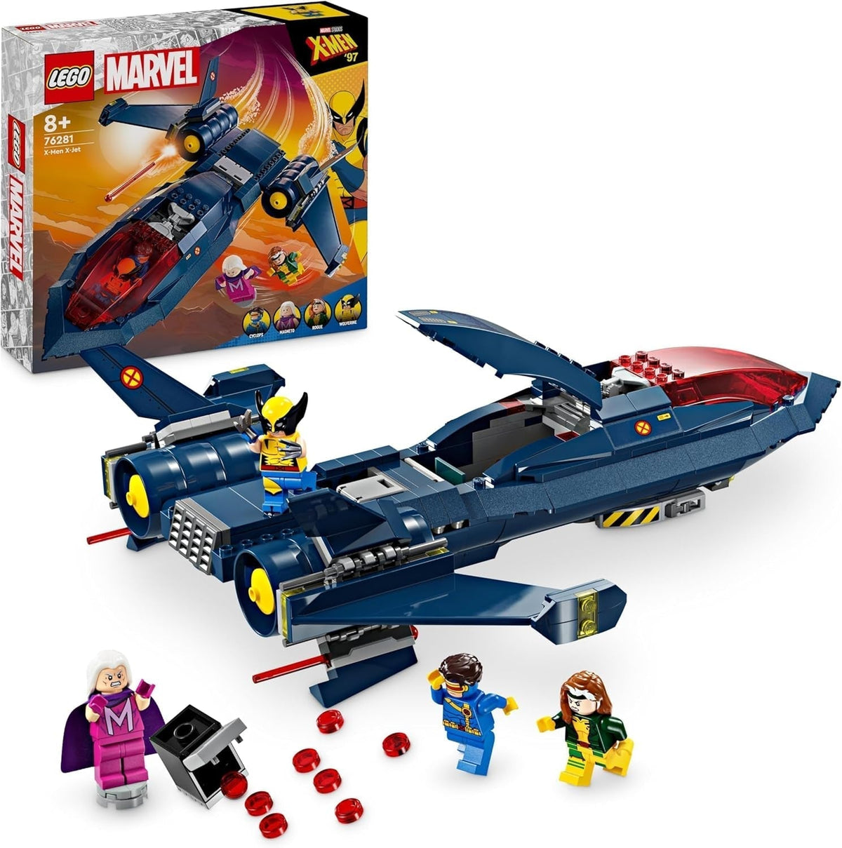 LEGO Marvel X-Jet Den X-Men-byggbare flymodel med figurer inklusive Wolverine og Rogue Kids Superhelte-legetøjsgave til drenge og piger 8 år gammel 76281 Byggesæt Beuche den LEGO-Store Single