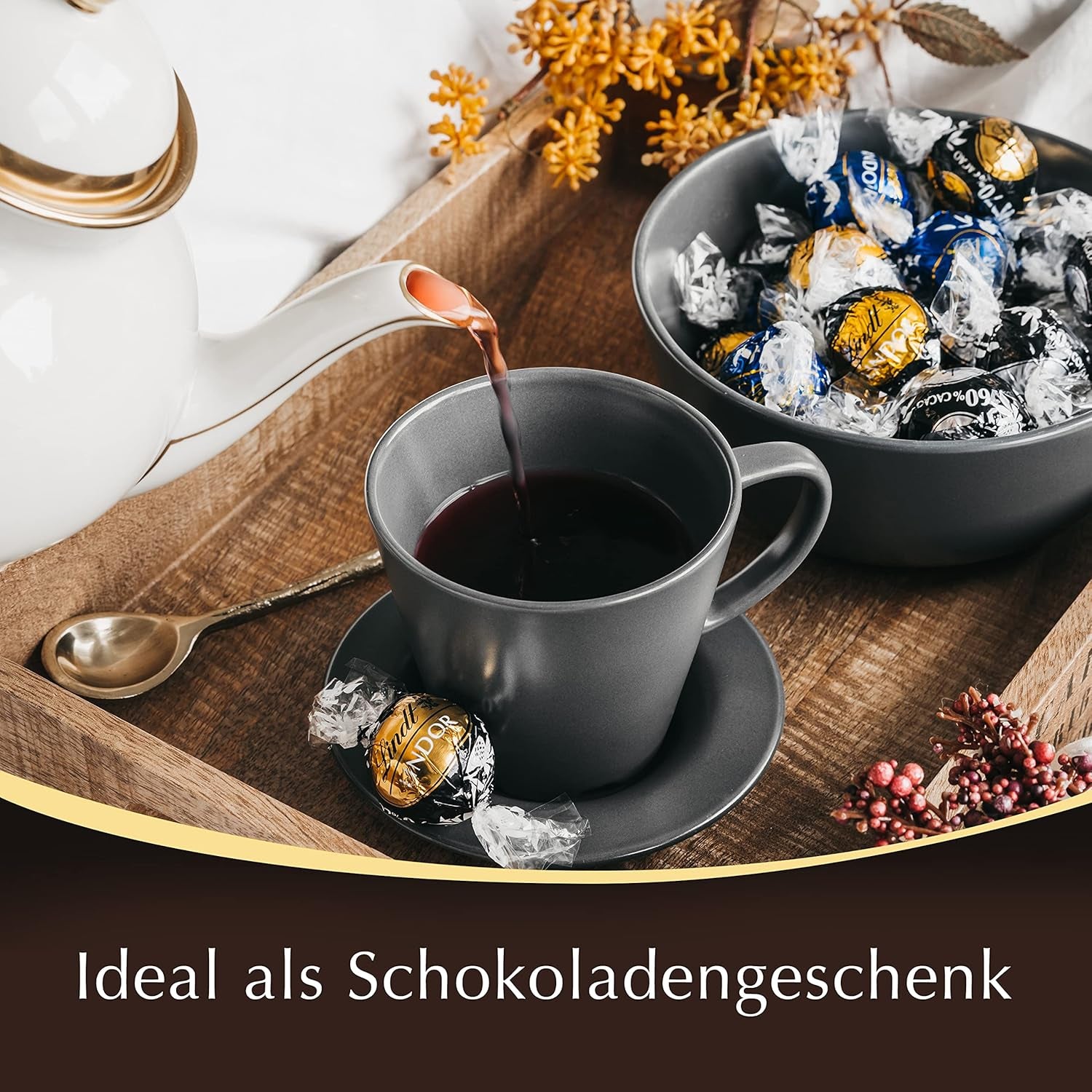 Lindor chokoladekugler 70% ekstra mørk kakao | 137g pose | Ca. 10 kugler fin mørk chokolade med smelte-i-mund-fyld | Gave af chokolade | Chokolade gave
