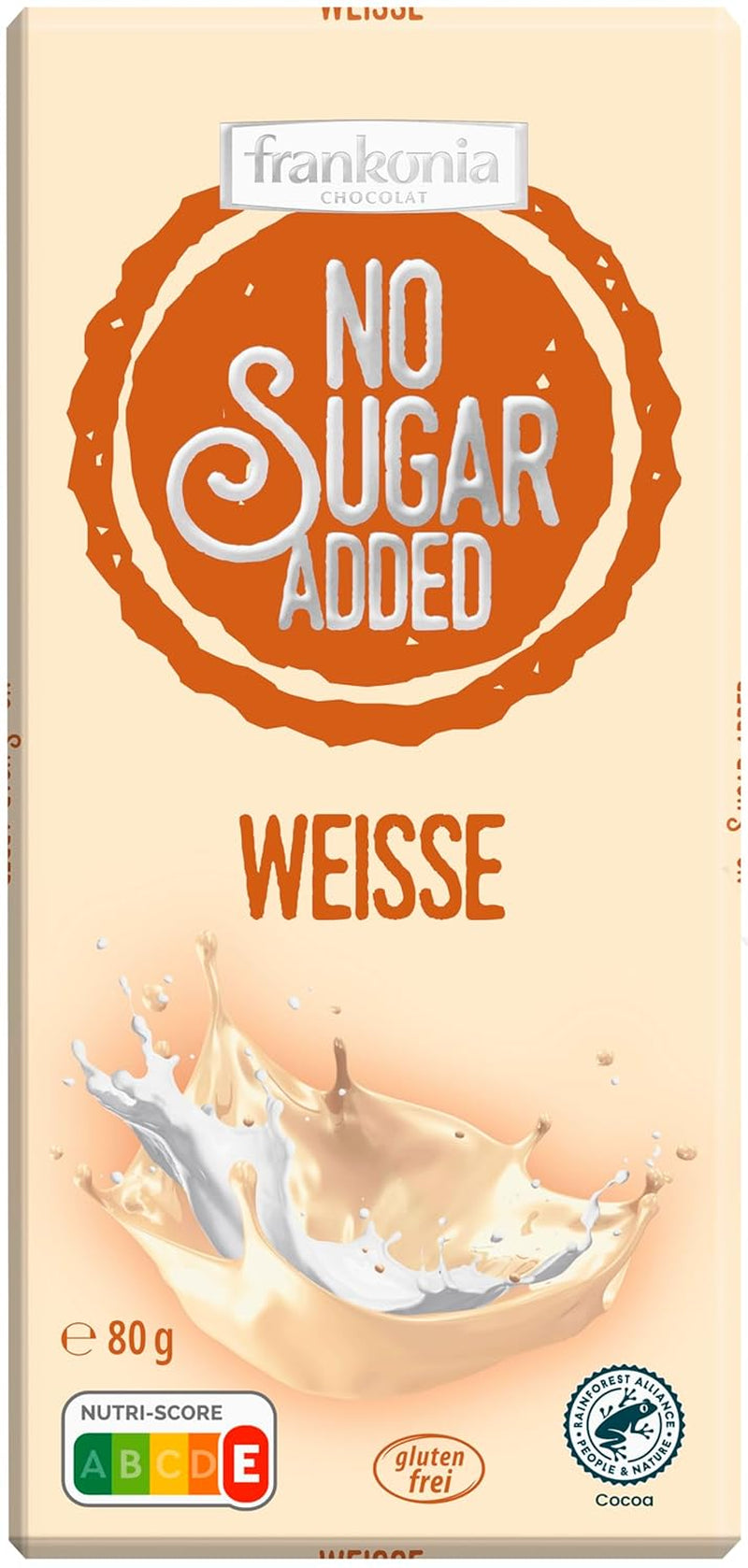 frankonia CHOKOLADE UDEN TILSAT SUKKER Glutenfri hvid chokolade, 80 g