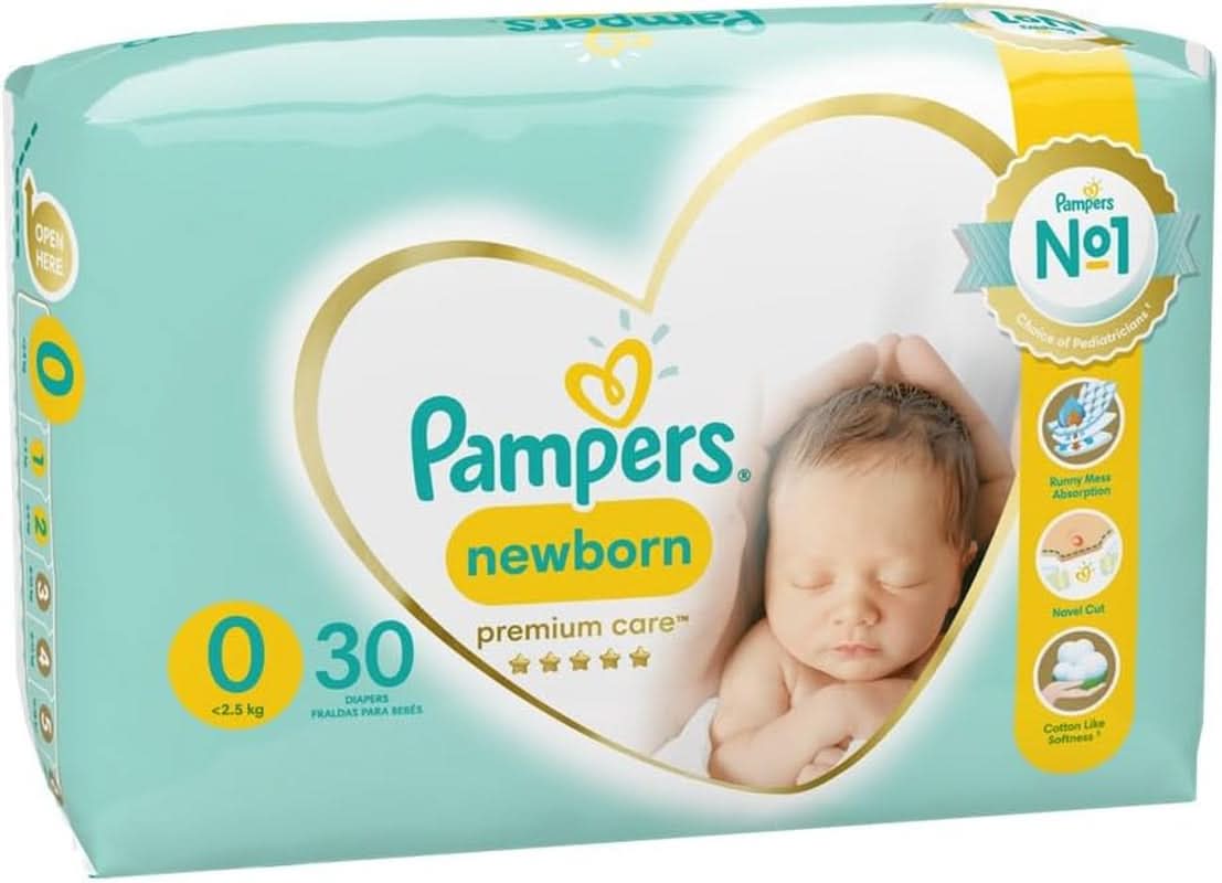 Pampers scutece mărimea 0 (<3 kg), Premium Care scutece, 30 bucăți Mama si Copilul Naty Shop