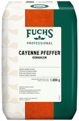 Fuchs Professional - Cayenne Pfeffer gemahlen | Scharfes Gewürz für Chili con Carne | Profi-Qualität für Großverbraucher und Gastronomie | 1 kg im genbrugspose