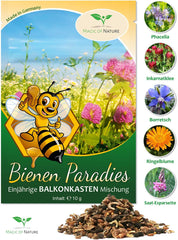 Magic of Nature Balcony Box Mix - 10 g frø - Bivenlige planter - Nem at bruge - Bee Paradise - 5 indfødte dyrkede arter - Velegnet til blomsterkasser og plantekasser