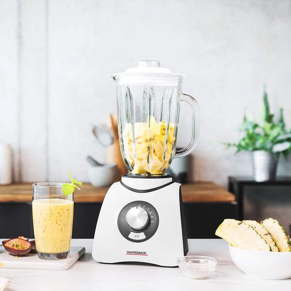 Gastroback 40898 Vital Basic, Mit Integrierter Ice-Crush Funktion, Leistungsstarker 600 Watt Motor Mixer, Kunststoff, 1.5 Liters, Weiß Bucatarie Naty Shop
