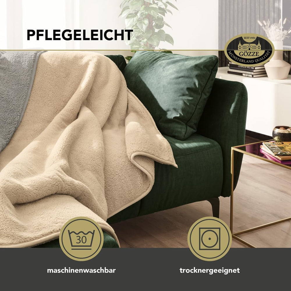 Gözze - Skyblødt kæletæppe, fåreskindsimitation, 100% polyester (mikrofiber), 150 X 200 Cm - Kameldyner og -dyner Naty Shop