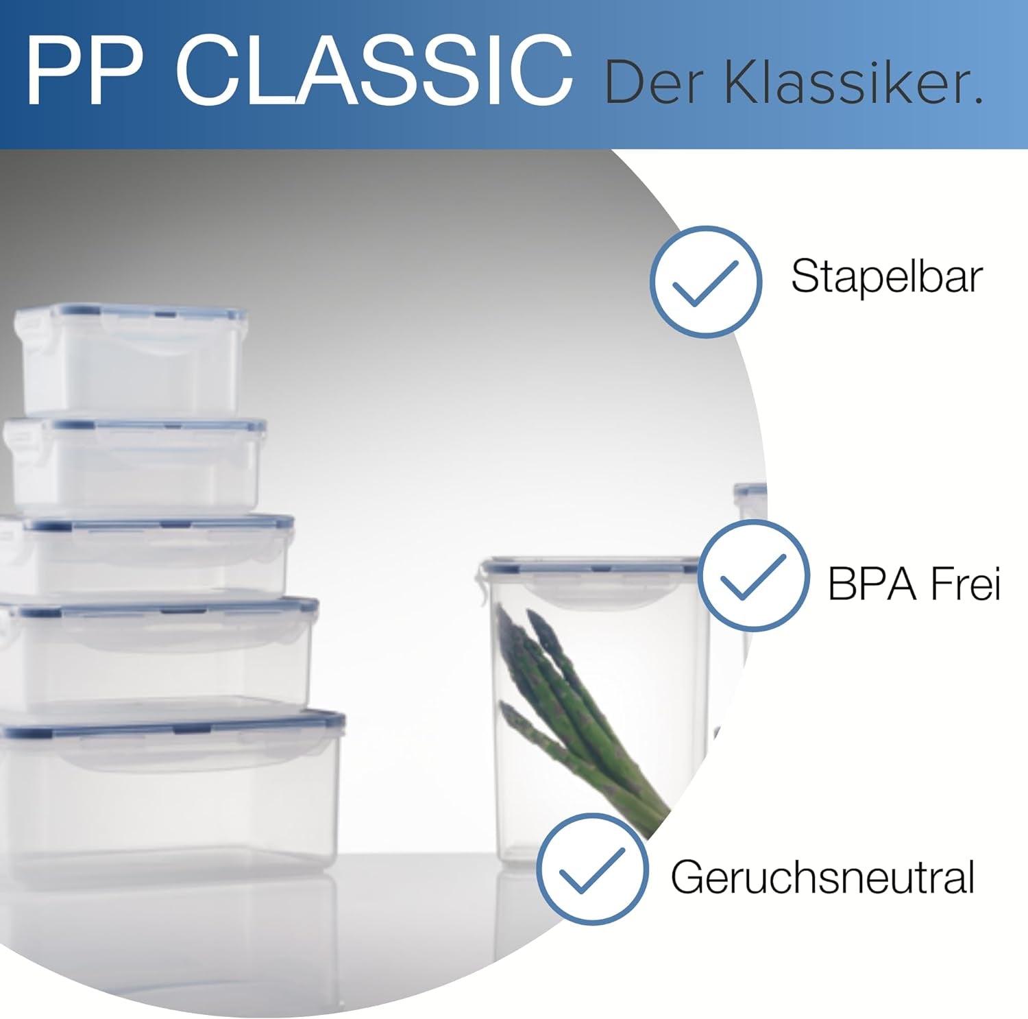 LocknLock PP Classic set borcan pentru depozitarea alimentelor 5pcs | 180ml, 350ml, 600ml, 870ml, 3.6L | 100% etanș la aer și apă | fără BPA | organizator pentru congelator și frigider | sigur pentru mașină de spălat vase și microunde Cutii depozitare alimente Naty Shop