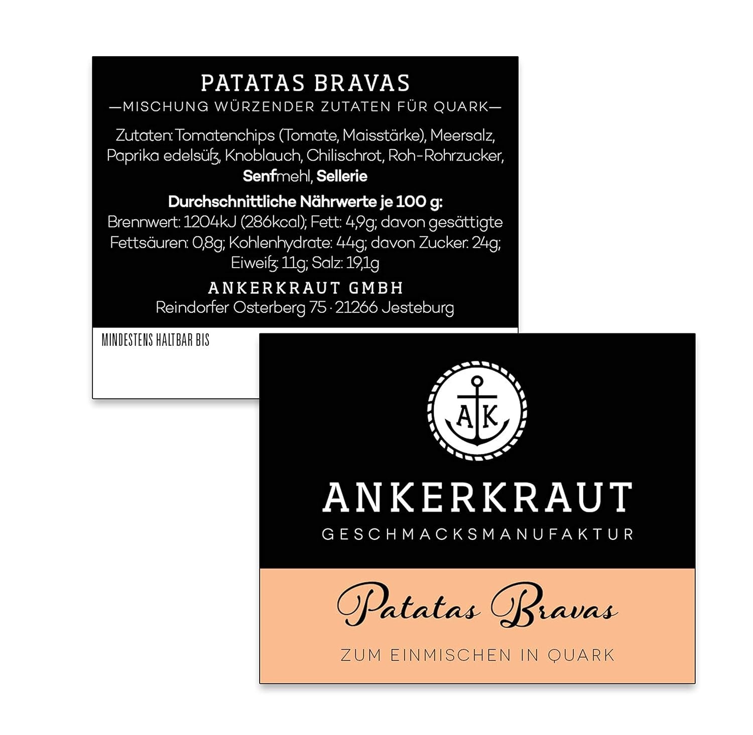 Ankerkraut Patatas Bravas, Gewürzmischung für Spanish Kartoffelwürfel, 90g i korkglas