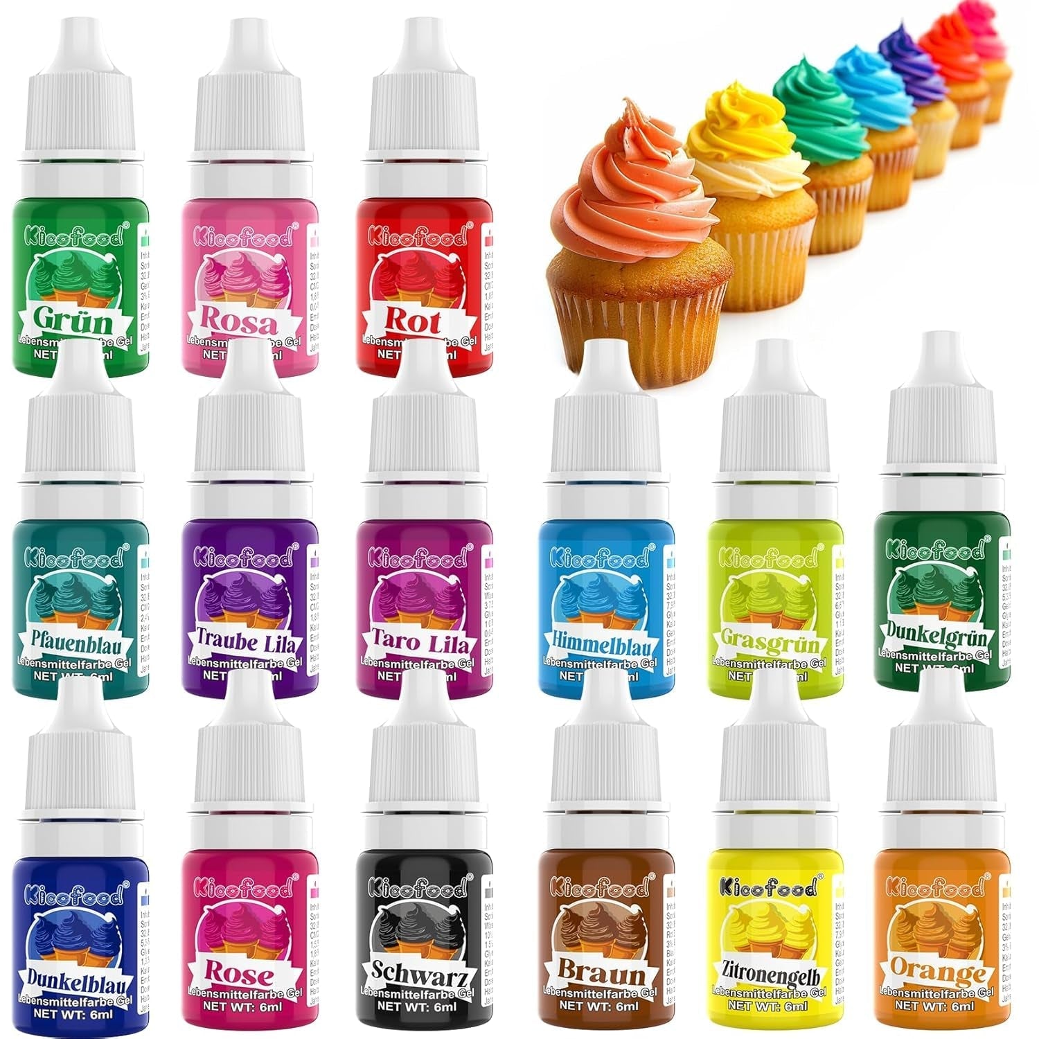 Colorant alimentar pudră – Set de 15 x 5g coloranți alimentari vibranți, coloranți alimentari foarte concentrați pentru decorarea prăjiturilor, macaroanelor, cremei de unt, gogoșilor, coptului, slime-ului – Vegan, sigur